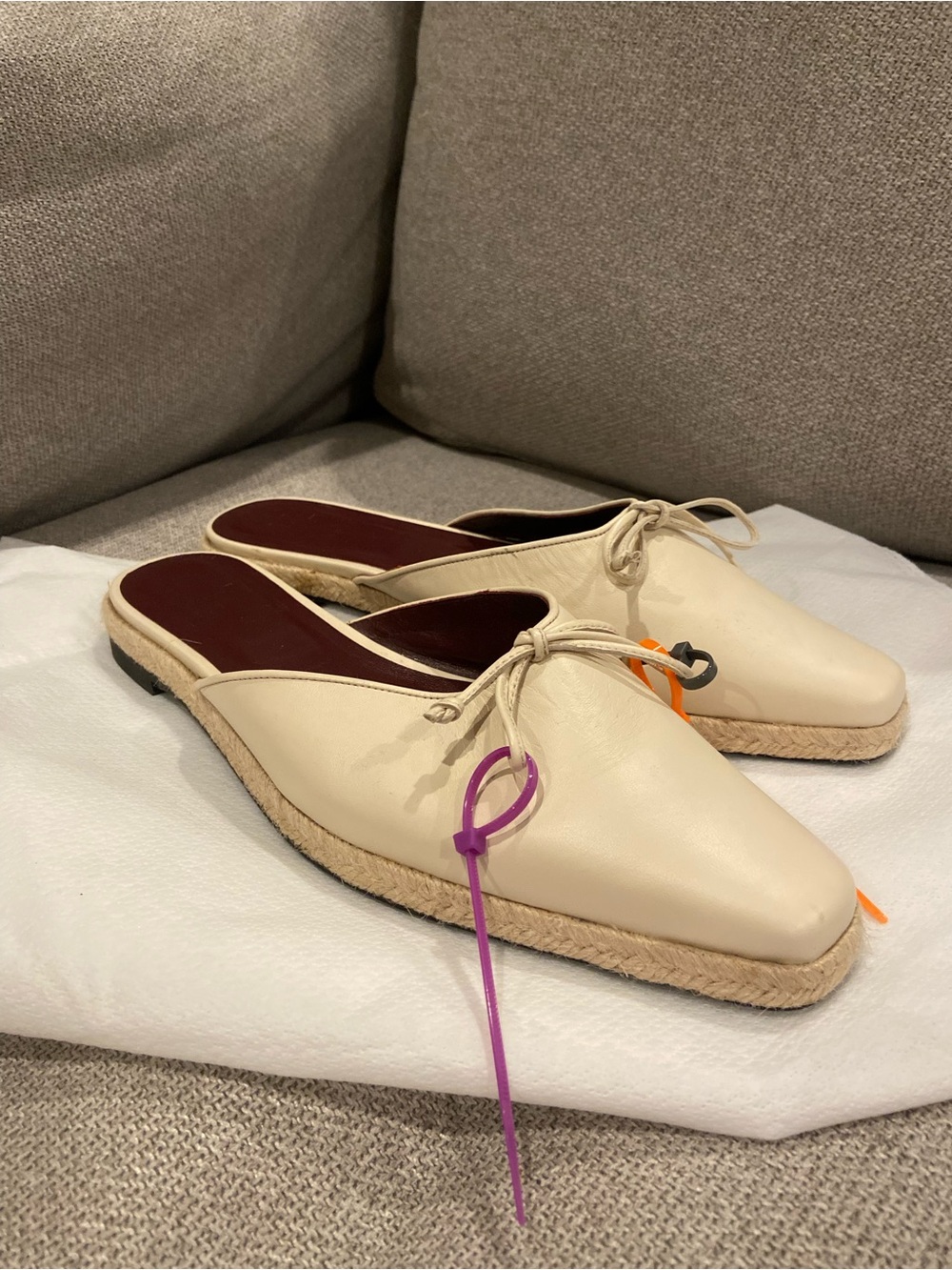 NEW STAUD genuine leather bow point toe mules espadrilles